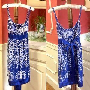 Royal blue and white sundress cocktail dress INC